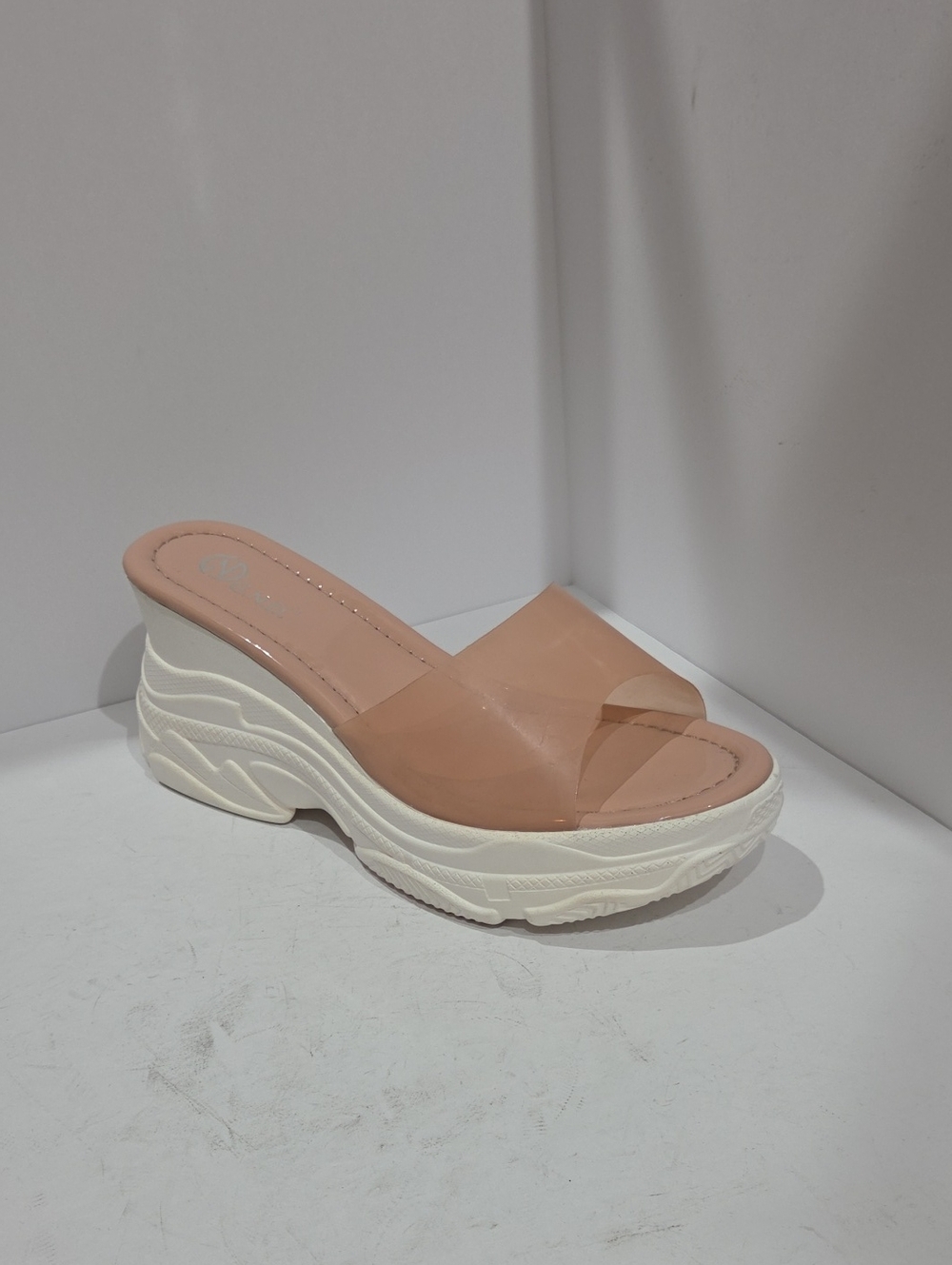 Clear Strap Nude Wedge Slide Clog - Women's